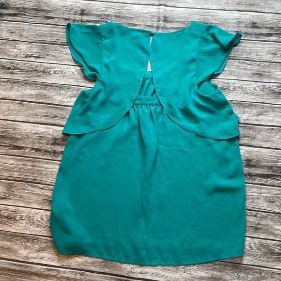 Anthro Anthropologie Meadow Rue Fly Away Blouse US 4 EU 36 Teal Button Closure - Picture 4 of 13